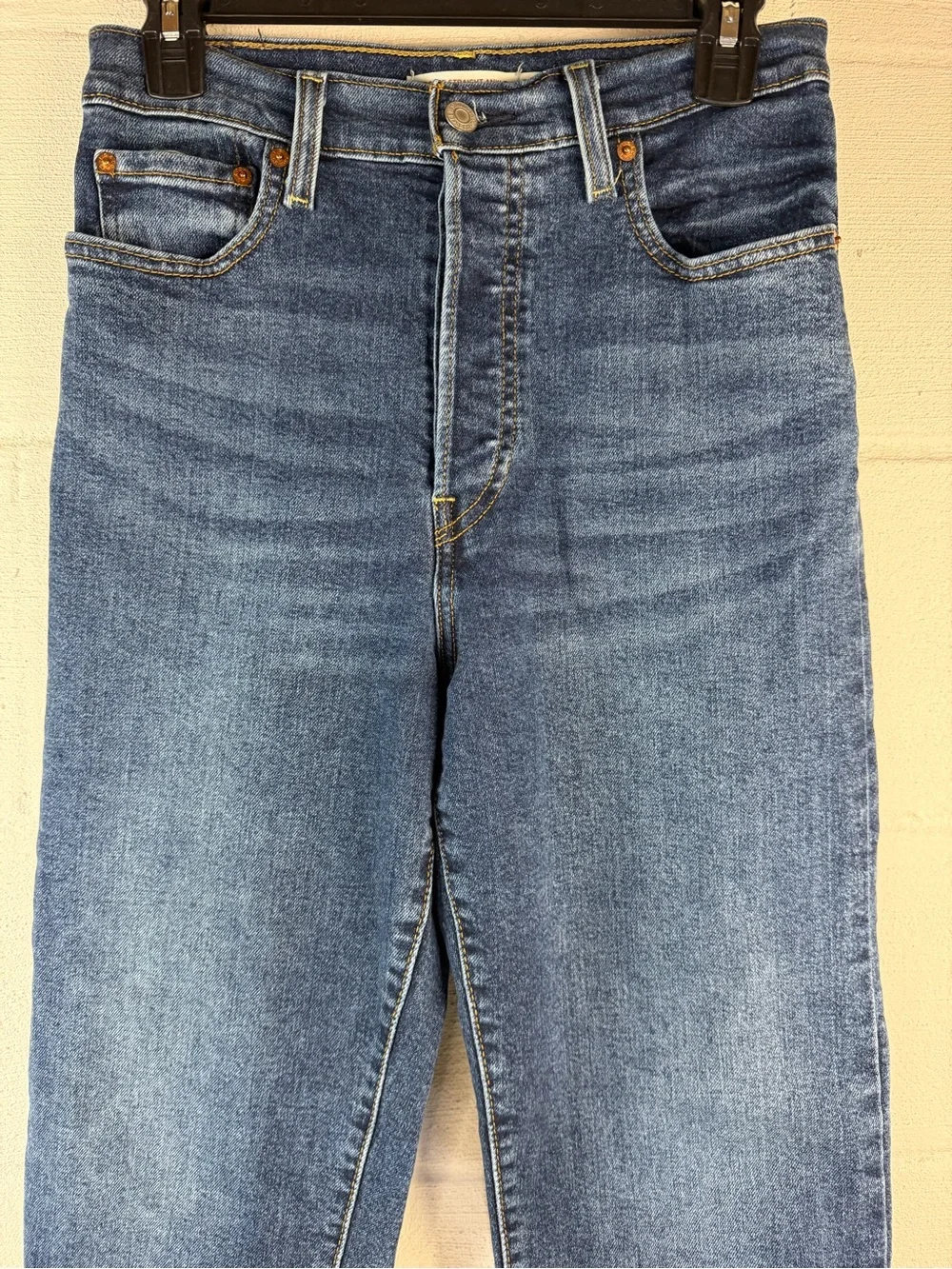 Levi’s Ribcage Straight Ankle Dark Wash Jeans, 28